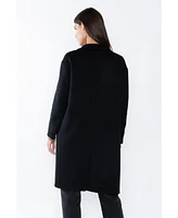 Jennie Liu Women's Cashmere Wool Double-faced Lapel Overcoat