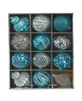 Holiday Lux Shatter-Resistant 12 Piece Christmas Tree Ornament Set with Re-Useable Box