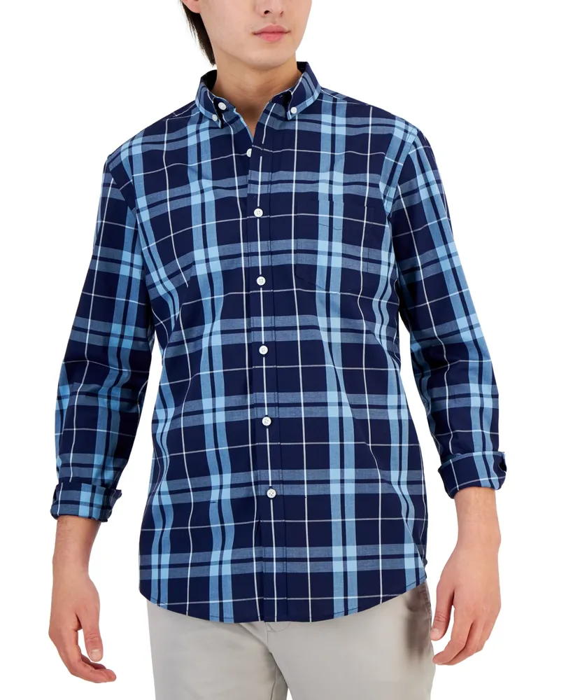 Club Room Men's Perry Plaid Stretch Shirt with Pocket, Created for Macy's