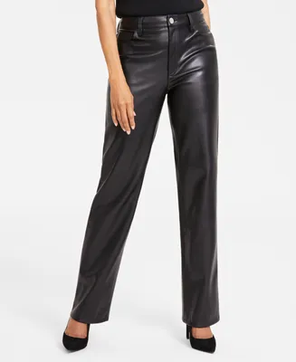 I.n.c. International Concepts Women's Faux-Leather Straight-Leg Pants, Created for Macy's