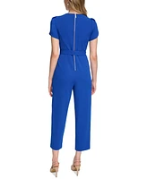 Calvin Klein Petite Puff-Sleeve Belted Jumpsuit