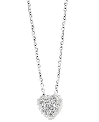 Effy Diamond Pave Heart 18" Pendant Necklace (1/20 ct. t.w.) in Sterling Silver