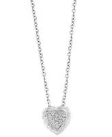 Effy Diamond Pave Heart 18" Pendant Necklace (1/20 ct. t.w.) in Sterling Silver
