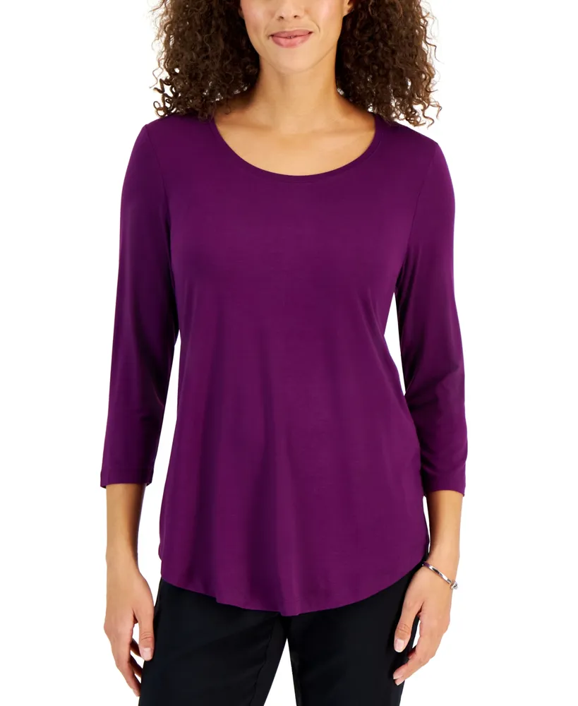 JM Collection Cold-Shoulder 3/4-Sleeve Top, Created for Macy's - Macy's