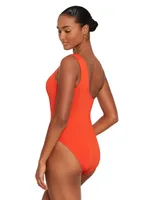 Lauren Ralph Women's One-Shoulder Swimsuit