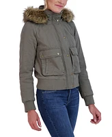 Sebby Juniors' Women ' Cotton Faux Fur Trimmed Bomber Jacket