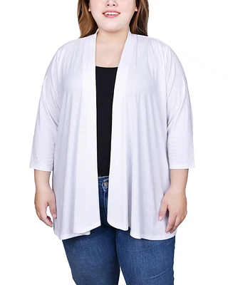 Ny Collection Plus Size Draped Open-Front Cardigan Sweater