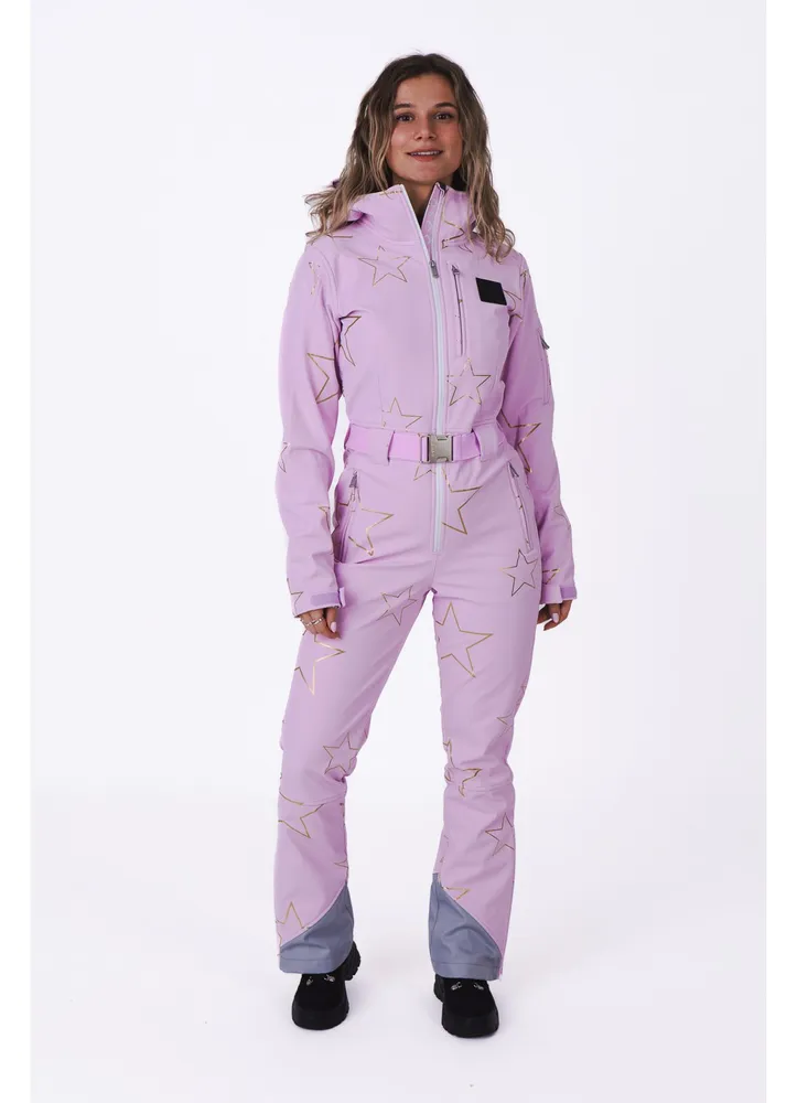 Oosc Women's Pink with Stars Chic Ski Suit