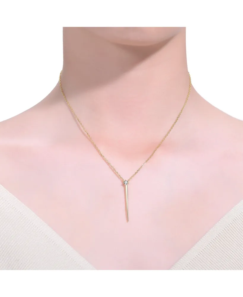 Sterling Silver 14k Gold Plated 0.10ct Lab Created Moissanite Gothic Spike Pendant Layering Necklace