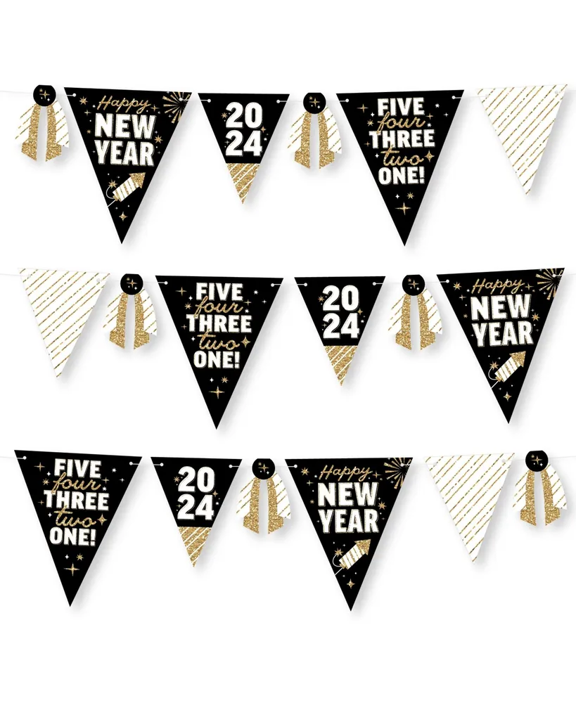 Big Dot of Happiness Hello New Year - Paper Straw Decor - 2024 NYE Party  Striped Decorative Straws - Set of 24