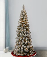 National Tree 7.5' Snowy Bristle Pine Slim Hinged Tree with 350 Clear Lights