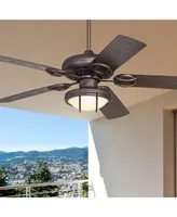 52" Orb Modern Industrial Indoor Outdoor Ceiling Fan with Led Light Oil Rubbed Bronze Brown Frosted Glass Bowl Cage Wet Rated for Patio Exterior House