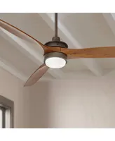 52" Windspun Rustic Farmhouse 3 Blade Indoor Ceiling Fan with Dimmable Led Light Remote Control Oil Rubbed Bronze Walnut Wood for Living Kitchen House