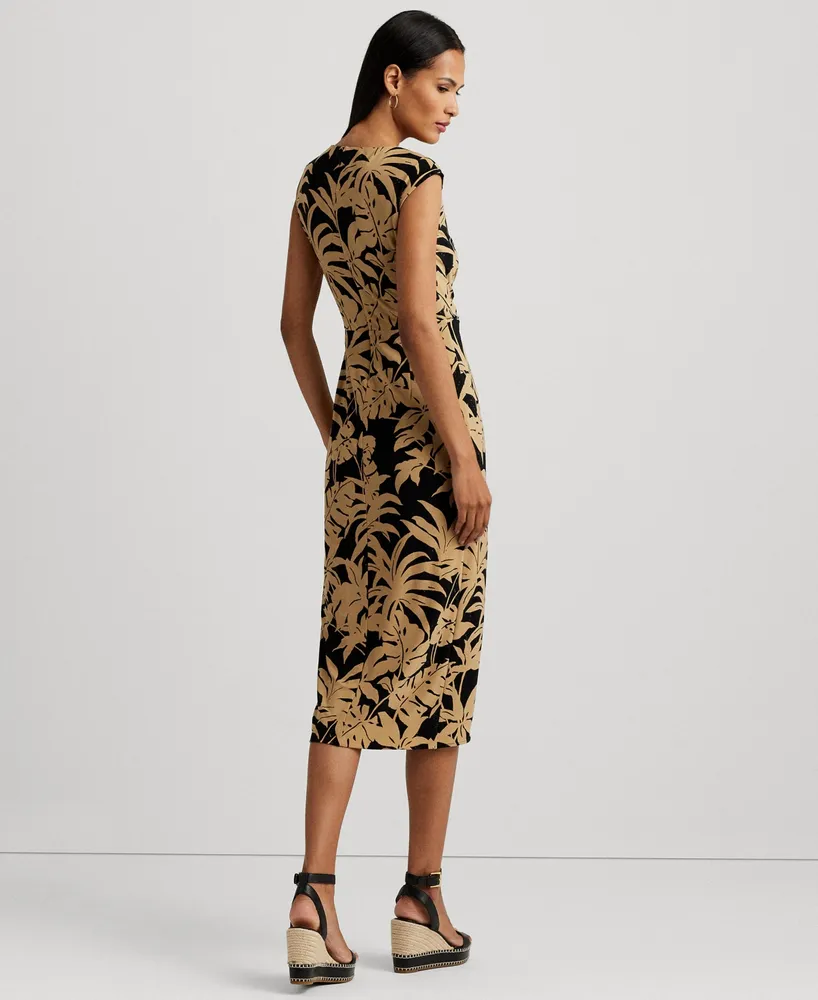 Lauren Ralph Lauren Women's Palm Frond-Print Jersey Tie-Front Dress