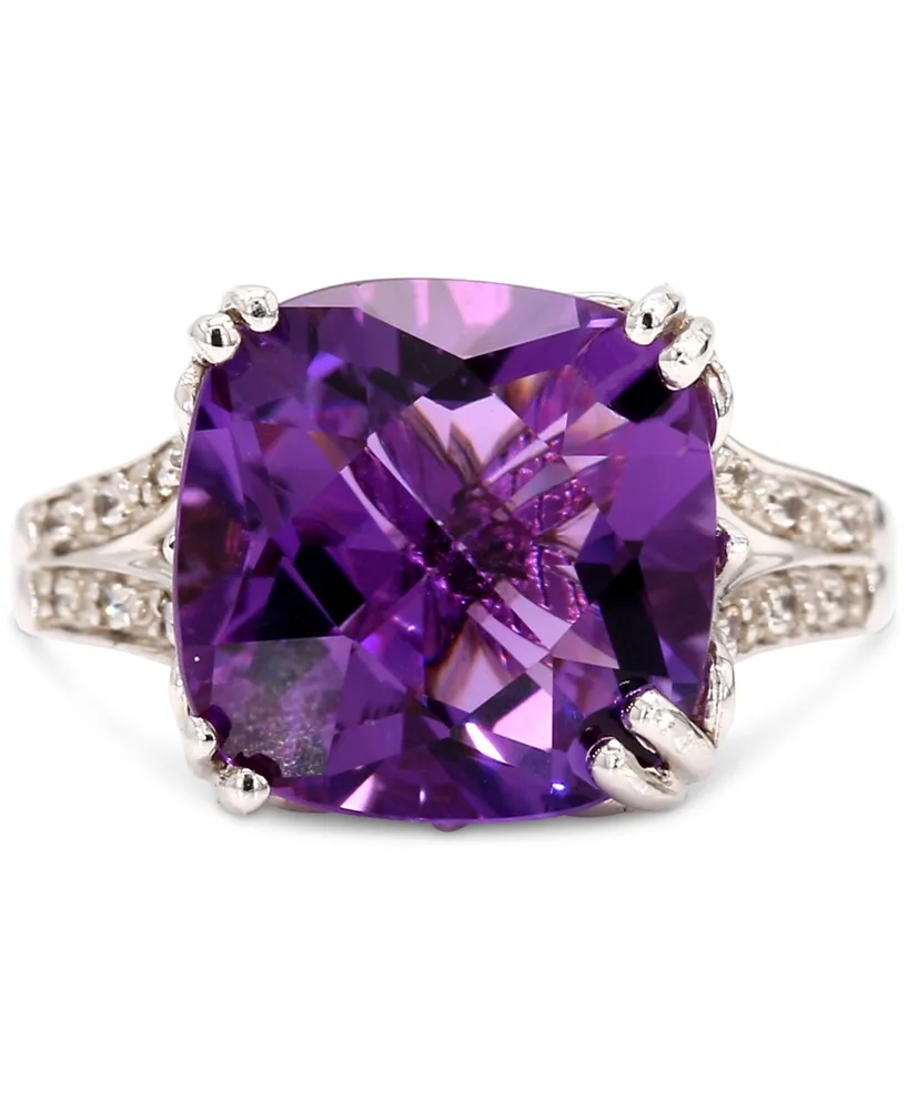 Amethyst (5 ct. t.w.) & White Topaz (1/10 ct. t.w.) Split Shank Ring in Sterling Silver