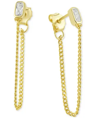 Giani Bernini Cubic Zirconia Front & Back Chain Drop Earrings in 18k Gold-Plated Sterling Silver, Created for Macy's