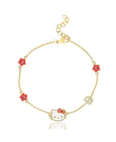 Sanrio Hello Kitty Womens Yellow Gold Plated Letter Bracelet - Cubic Zirconia Initial Officially Licensed