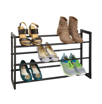 mDesign Metal 3 Tier Adjustable/Expandable Shoe and Boot Rack