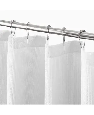 mDesign Cotton Waffle Knit Shower Curtain, Spa Quality - 72" x 84" - White