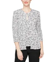 Alex Evenings Women's Printed Glitter-Knit Tank Top & 3/4-Sleeve Jacket Twinset