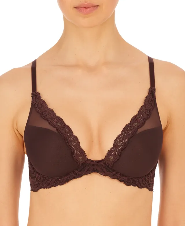 Natori Feathers Contour Plunge Lace-Trim Bra 730023 - Macy's