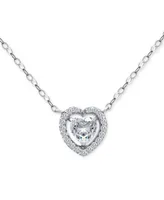 Giani Bernini Cubic Zirconia Heart Halo Pendant Necklace Sterling Silver, 16" + 2" extender, Created for Macy's