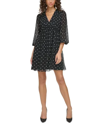 Tommy Hilfiger Women's Polka Dot Chiffon Fit & Flare Dress