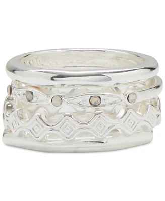 Lucky Brand Silver-Tone 4-Pc. Set Pave Stack Rings