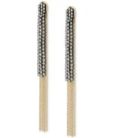 Lucky Brand Two-Tone Crystal & Chain Fringe Statement Earrings