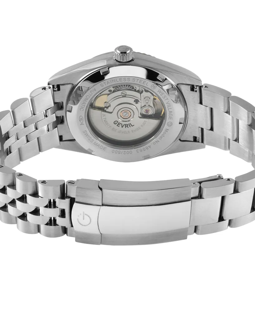 Gevril Men's West Village Fusion Elite Silver-Tone Stainless Steel Watch 40mm