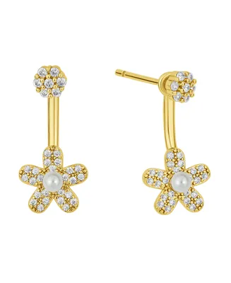 And Now This Cubic Zirconia and Simulated Imitation Pearl Jacket Drop Earring