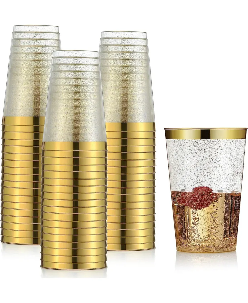 Tall Gold Rim Clear Plastic Cups