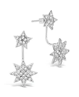 Sterling Forever Cubic Zirconia Snowflake Stud Earring and Layered Necklace Peace & Joy Gift Set