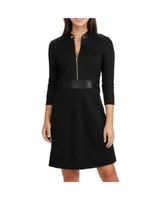 Ellen Tracy Women's Ponte Faux Leather Mix Media Dress