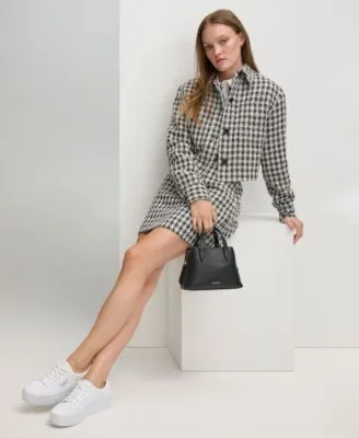 Calvin Klein Womens X Fit Tweed Detail Shirt Cropped Jacket Mini Skirt