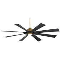 70" Defender Modern Outdoor Ceiling Fan with Led Light Remote Control Soft Brass Matte Black Damp Rated for Patio Exterior House Home Porch Gazebo Gar