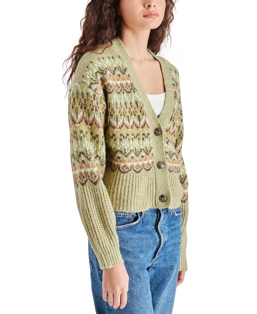 Steve Madden Women's Raegan Fair Isle Ribbed Cardigan