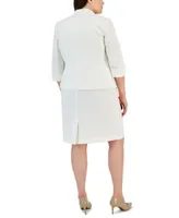 Kasper Plus Size 3 4 Sleeve Shawl Collar Blazer Square Neck Sleeveless Sheath Dress