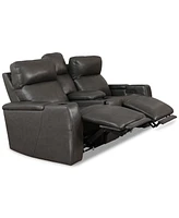Greymel 74" Zero Gravity Leather Loveseat with Console and Power Headrests, Created for Macy's