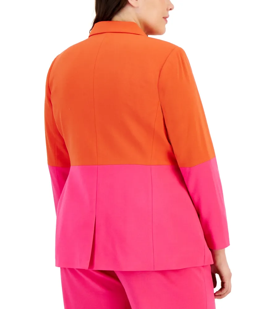 Tahari Asl Plus Colorblocked Boyfriend Blazer