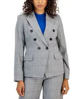 Tahari Asl Women's Glen Plaid Faux-Double-Breasted Blazer