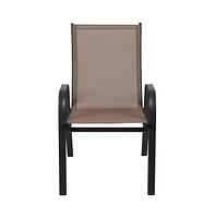 5 Pack. Outdoor Stack Chair With Flex Comfort Material And Metal Frame