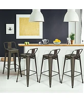 Set of 4 Metal Bar Stools 30'' Bar Height Barstools Industrial