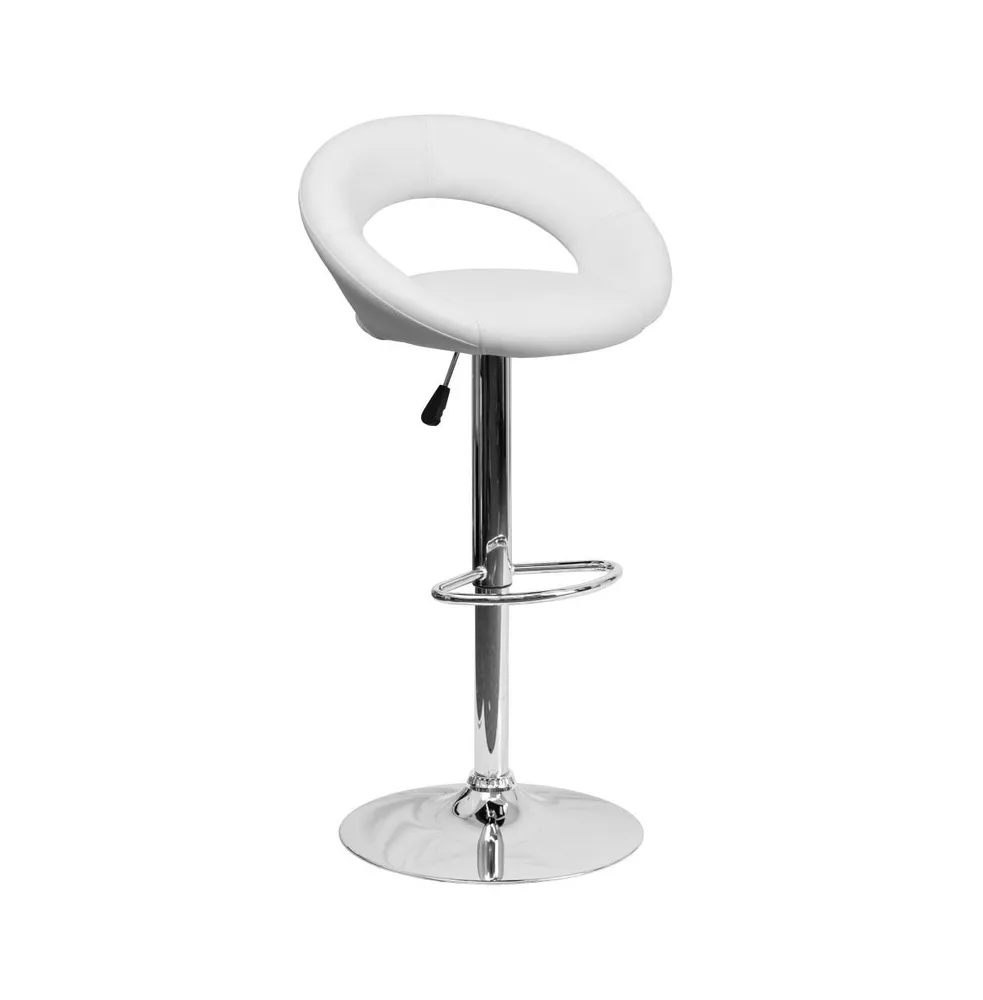 Rounded Orbit-Style Back Vinyl Swivel Adjustable Height Barstool