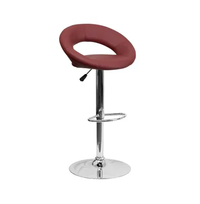 Rounded Orbit-Style Back Vinyl Swivel Adjustable Height Barstool