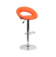 Rounded Orbit-Style Back Vinyl Swivel Adjustable Height Barstool