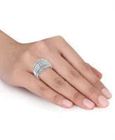 Diamond Multirow Scallop Edge Ring (1-1/10 ct. t.w.) in 14k White Gold