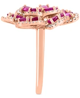 Effy Ruby (3-3/4 ct. t.w.) & Diamond (5/8 ct. t.w.) Flower Ring in 14k Rose Gold