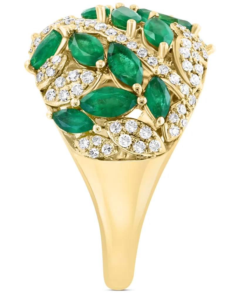 Effy Emerald (2-1/5 ct. t.w.) & Diamond (3/8 ct. t.w.) Cluster Ring in 14k Gold