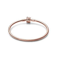 Pandora Moments Cubic Zirconia 14K Rose Gold-Plated Sparkling Shooting Star Clasp Bangle Bracelet